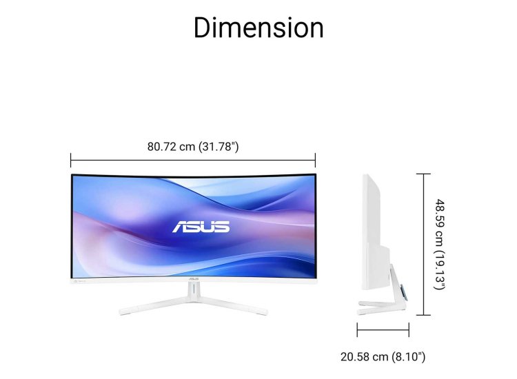 ASUS VU Series Curved Monitor 34-Inch WQHD VU34WCIP-W Abt