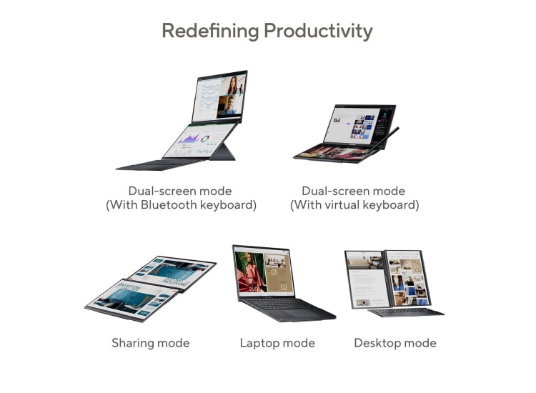 ASUS Zenbook DUO OLED Laptop Dual 14-Inch Touchscreen Intel Ultra 9 285H 32GB RAM 1TB SSD in Inkwell Gray - UX8406CA-PS99T
