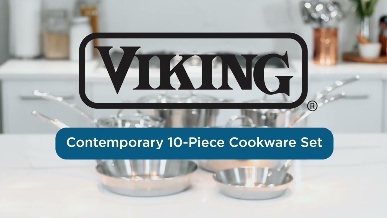 Watch Viking Contemporary 3-Ply 10 Pc Stainless Steel Cookware Set