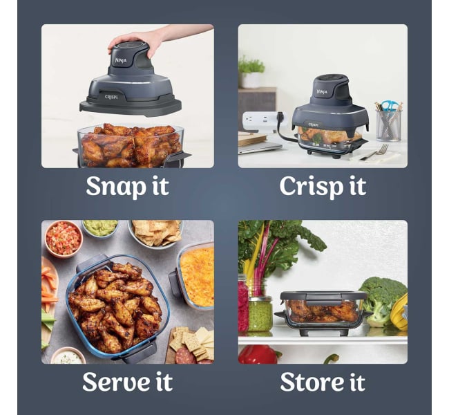 Ninja Crispi 4-in-1 Portable Glass Air Fryer Cooking System in Cyberspace Gray