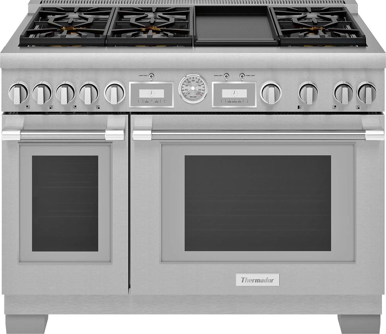 Fron t view of stainless steel range