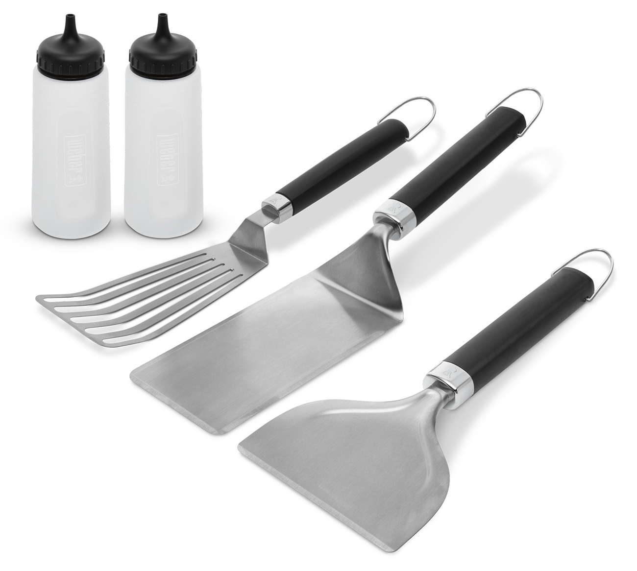 Angled Front View of Weber Griddle Set In Black & Stainless Steel