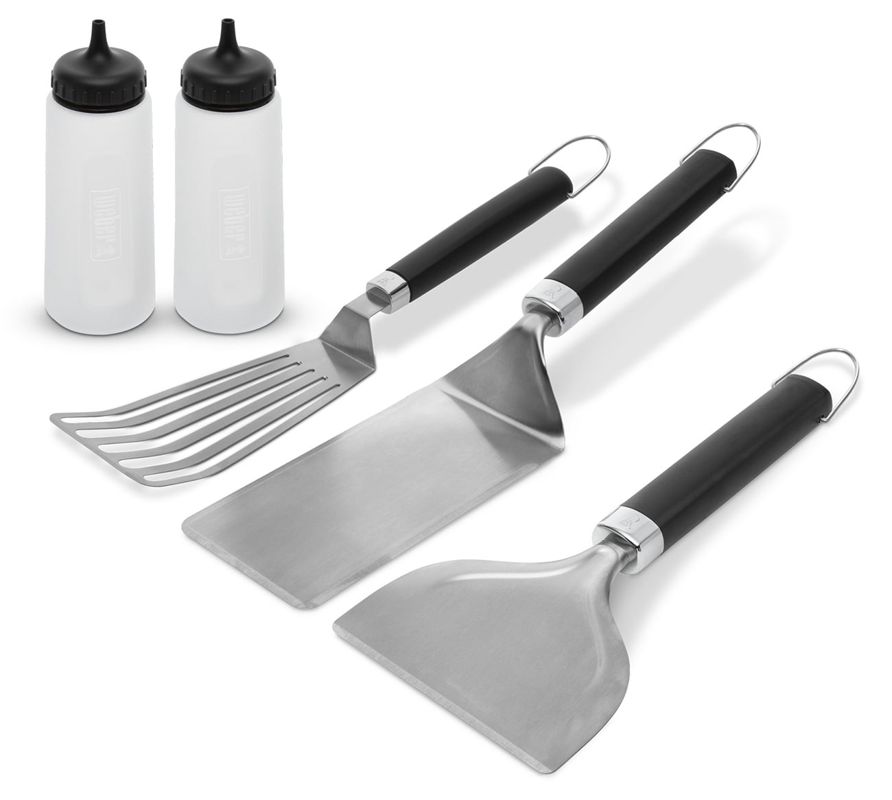 Angled Front View of Weber Griddle Set In Black & Stainless Steel