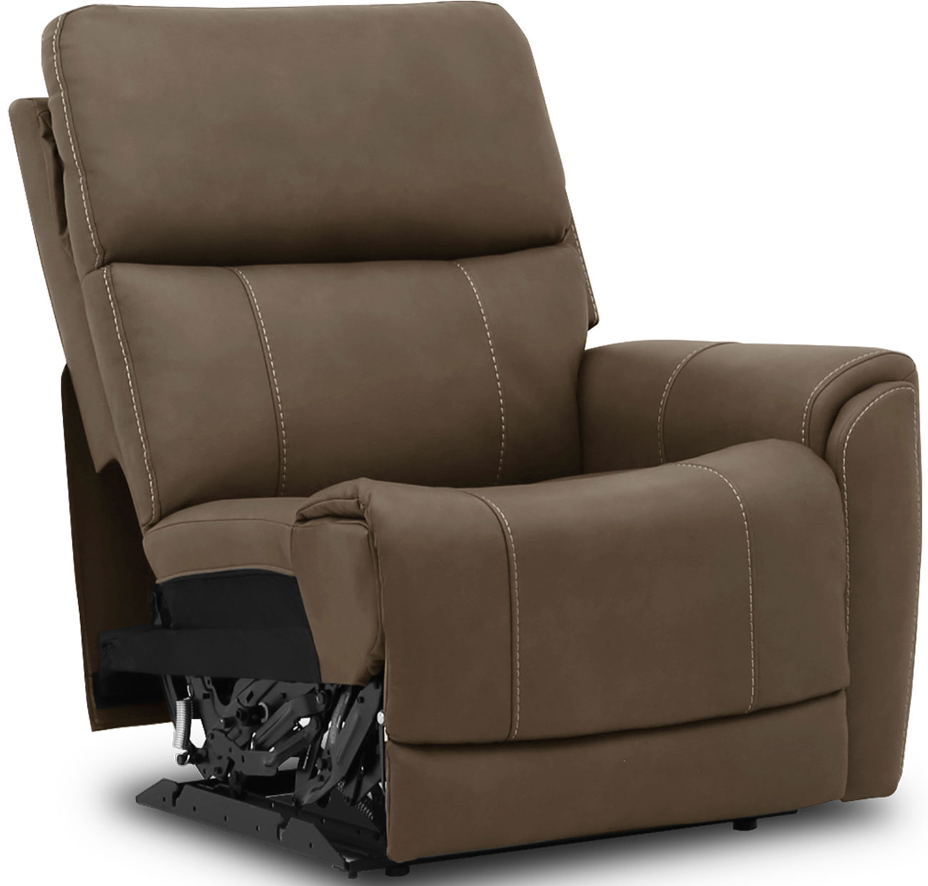Flexsteel Carter RAF Power Recliner with Power Headrest and Lumbar in Cappuccino Fabric
