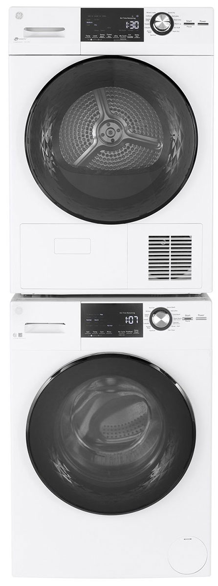 Dryer on top of washer.
