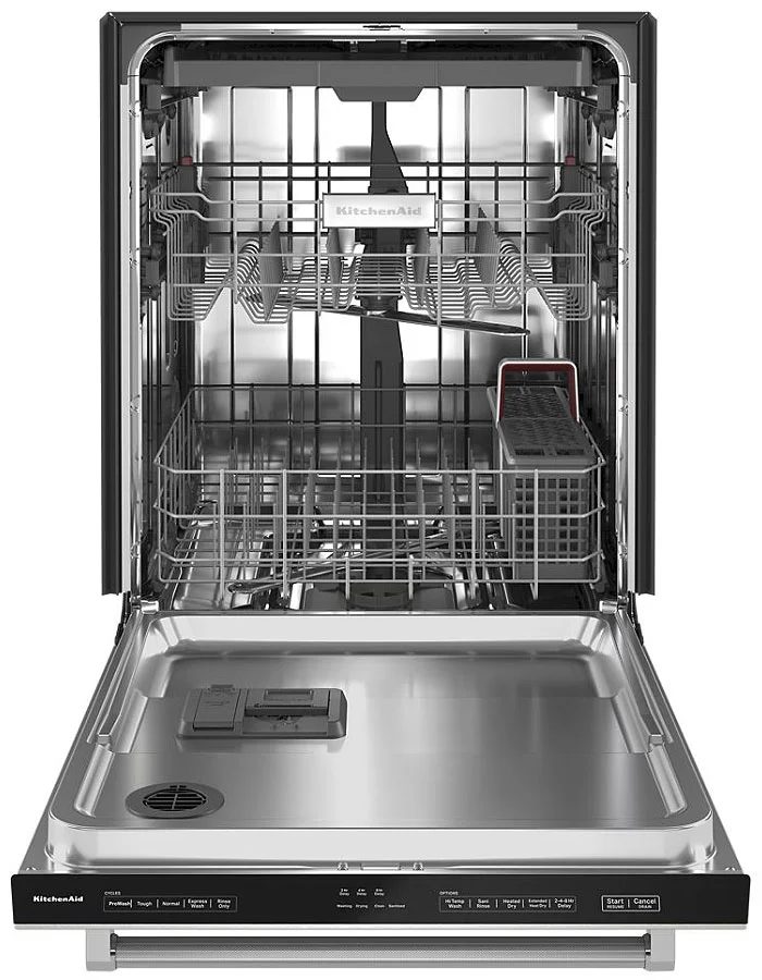 Stainless Steel KitchenAid Dishwasher with Empty Dish Racks