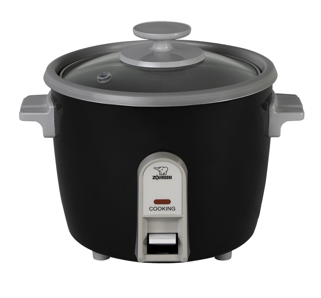 Front View of 6 Cup Rice Cooker in Black