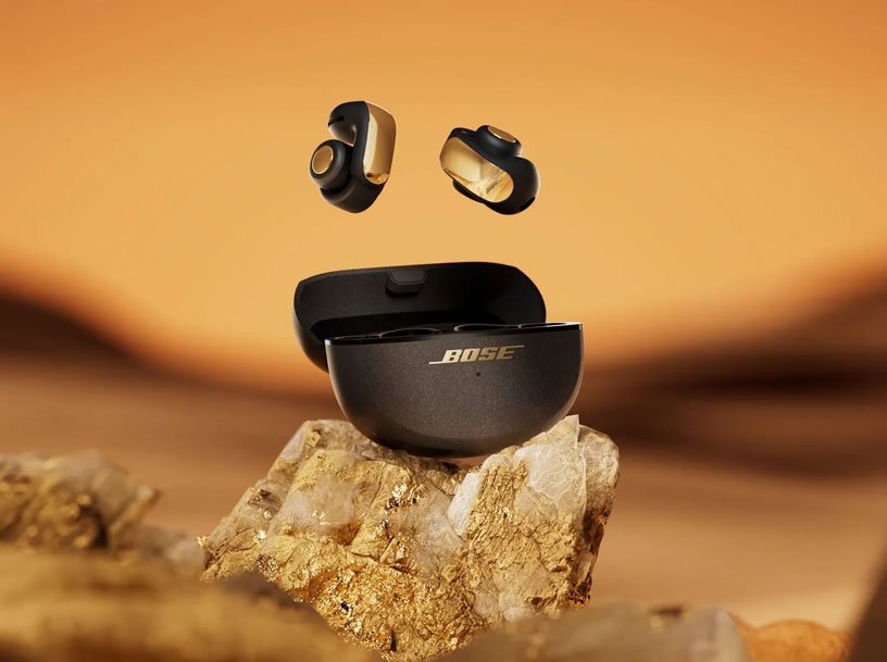 View of Bose Earbuds in the Desert On a Rock
