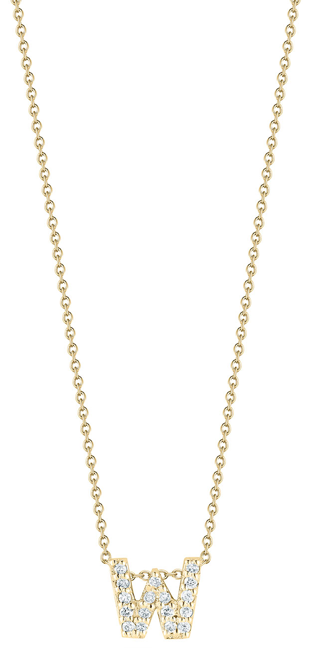Roberto Coin 18K Yellow Gold Tiny Treasures Love Letter W Pendant With Diamonds