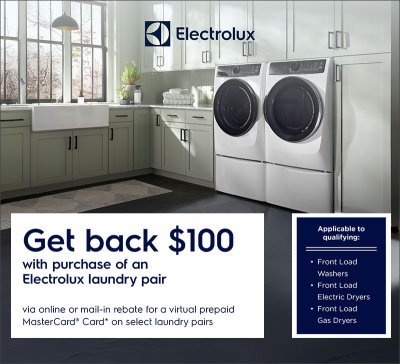 Electrolux Get back $100 Laundry Pair Purchase