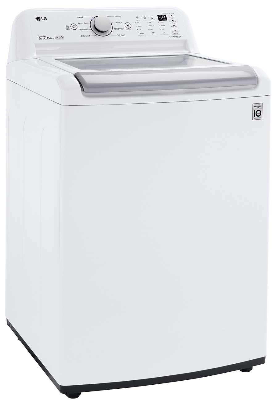LG 5 Cu. Ft. Top Load Washer WT7150CW With Closed Lid From the Left
