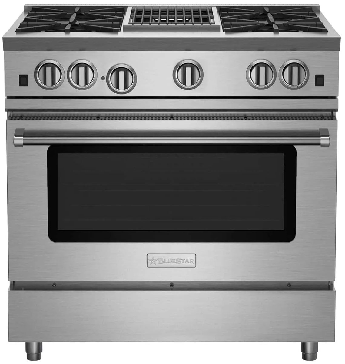 BlueStar RNB Series 36 In. Stainless Steel Natural Gas Range With 12 In. Charbroiler