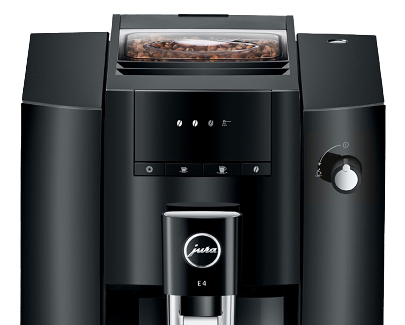 Top Front View of Jura E4 Piano Black Coffee Machine - 15466