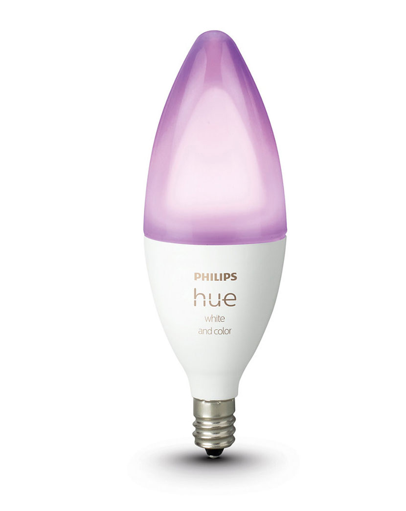 View of the Philips Hue E12 White And Color Ambiance Single Bulb When Light Is On