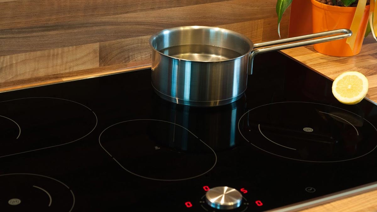 Induction Cooktop with Stainless Steel Saucepan