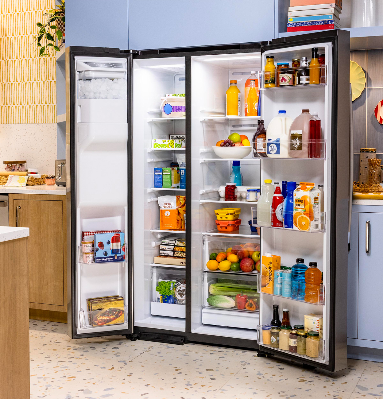 Lifestyle Open view of GE Refrigerator