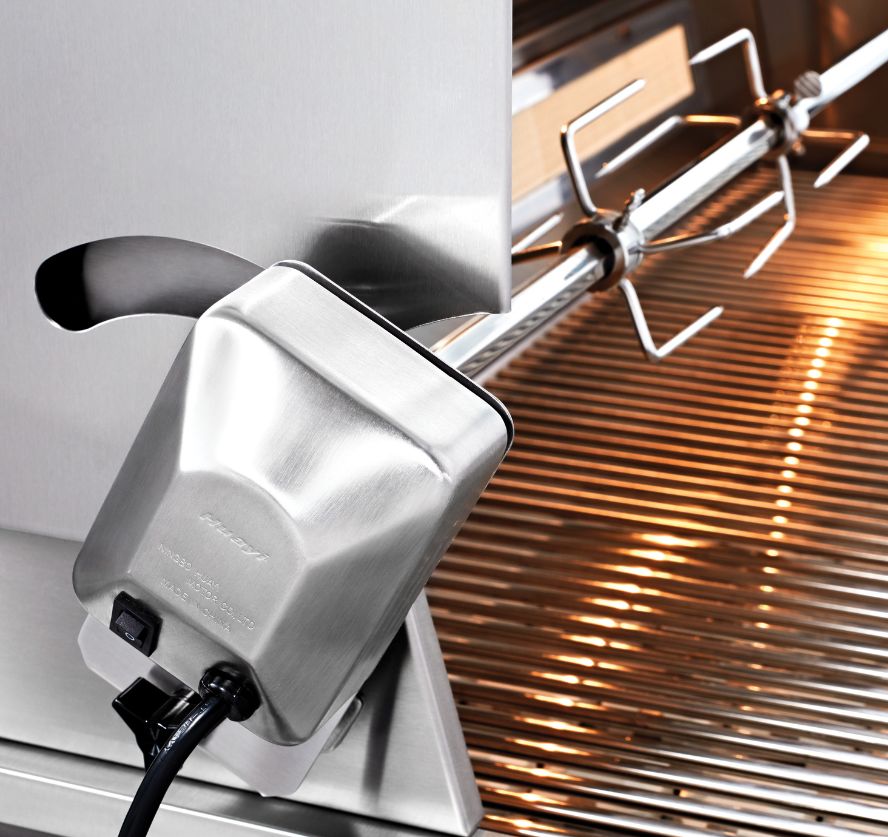 A close of the rotisserie add on accessory for lynx and sedona grills