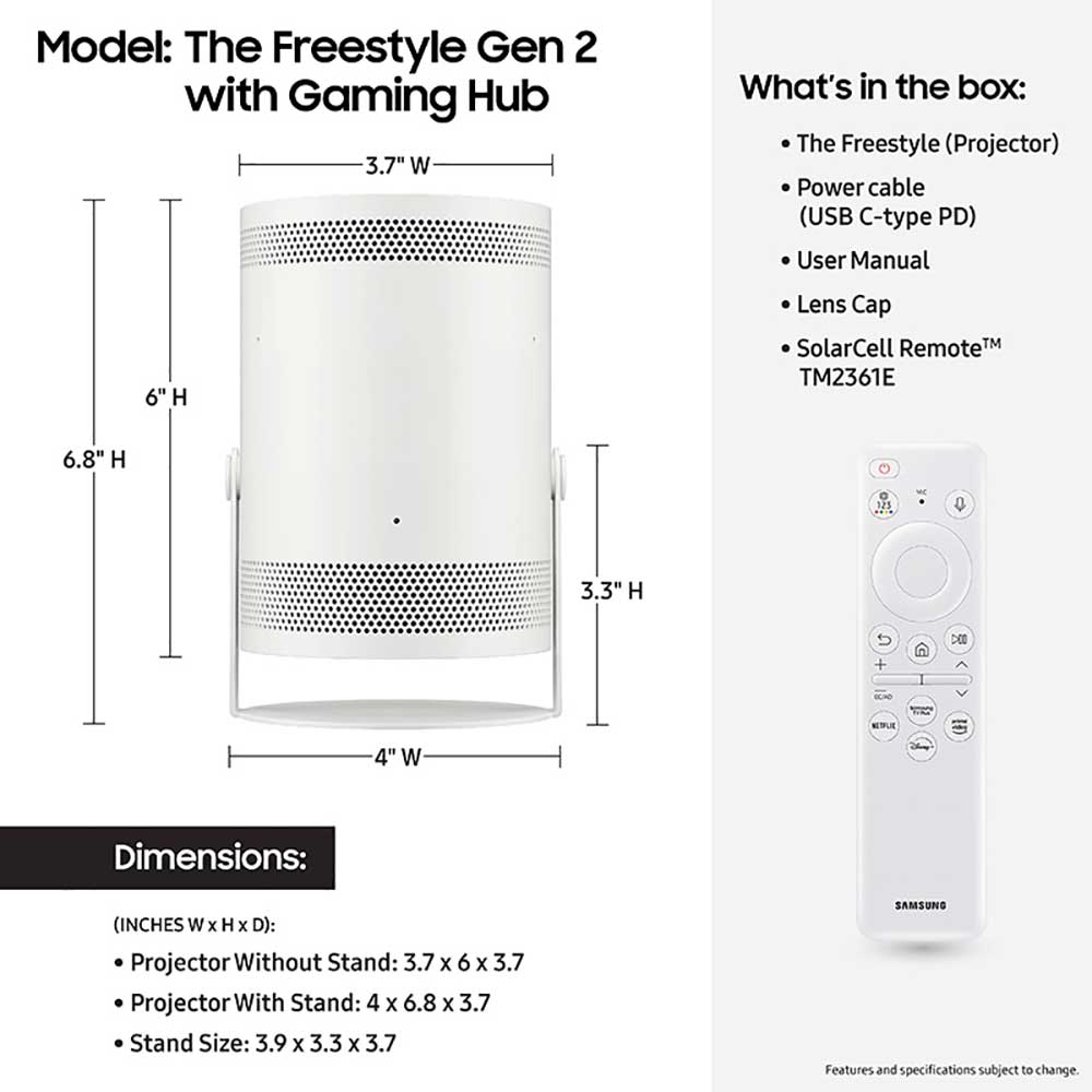 The Freestyle Projector Specs Detail