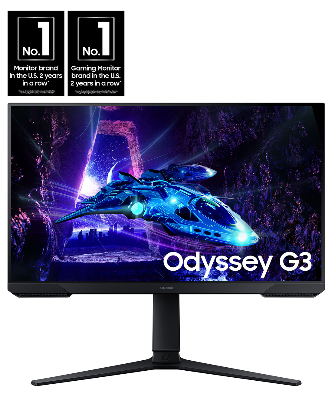 Samsung Odyssey G3 (G30D) Gaming Monitor 24-inch FHD 180Hz 1ms with Ergonomic Stand in Black - LS24DG302ENXZA