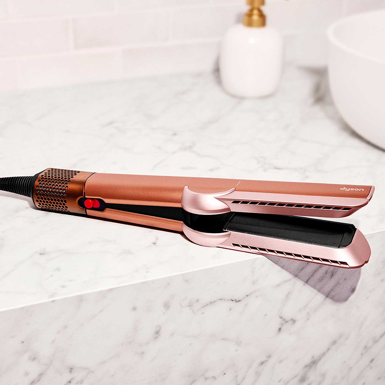 Airstrait Hair Straightener in Amber Silk in Home Setting Detail