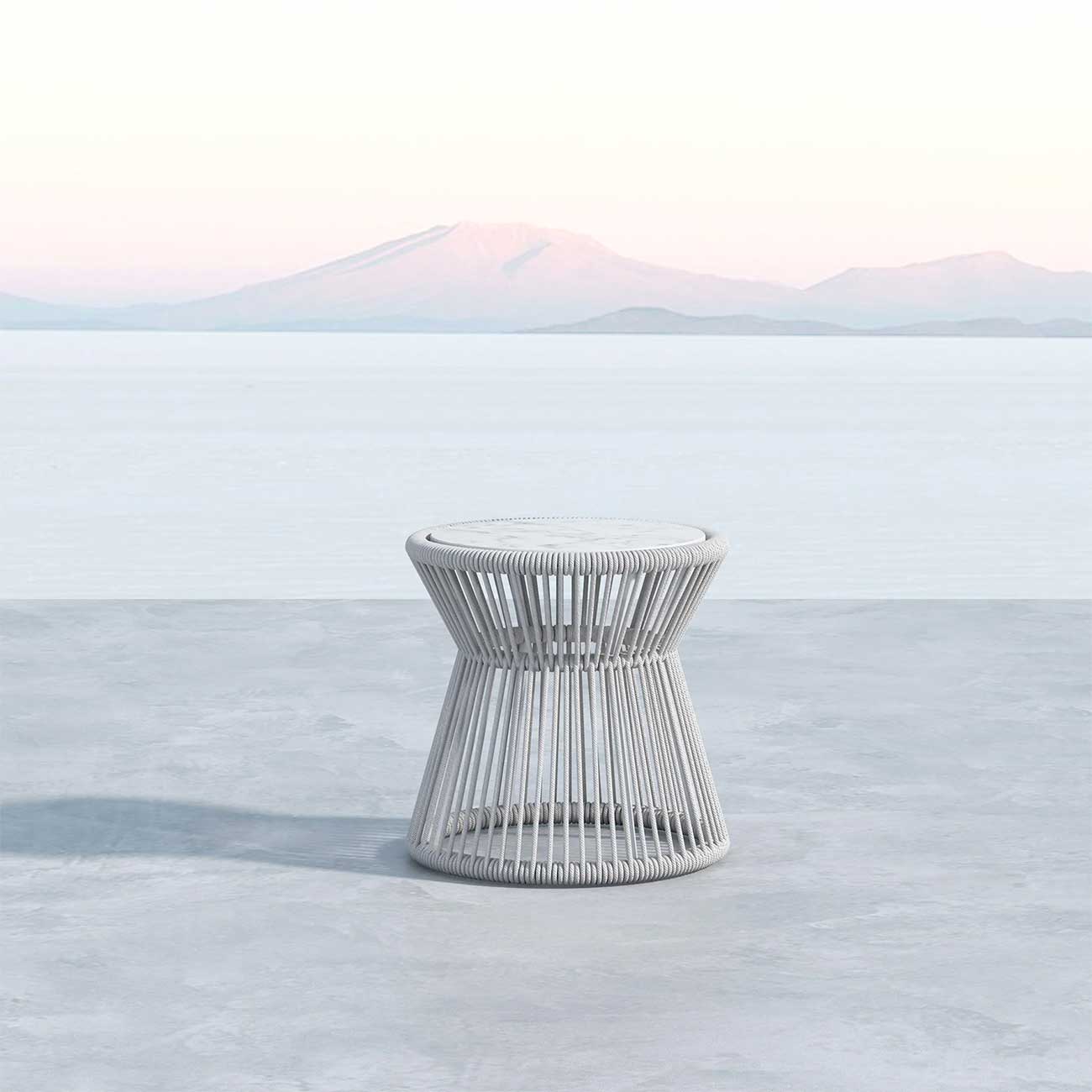 View of Sunset West End Table on Patio