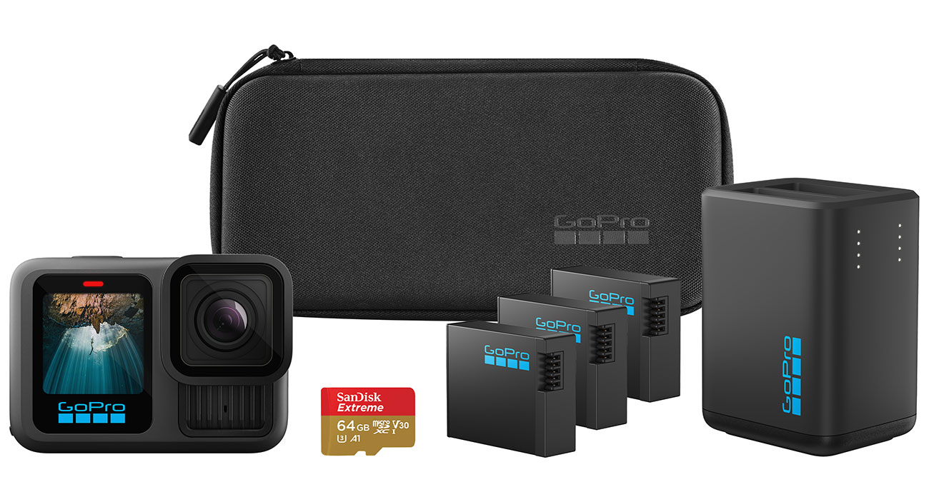 Front View of GoPro HERO13 Action Camera and Accessories 