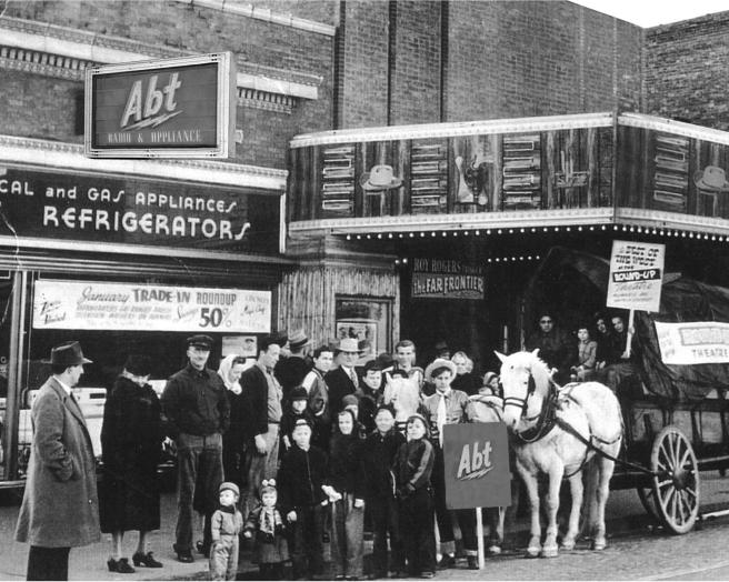 Black and white vintage photograph of Abt electronics
