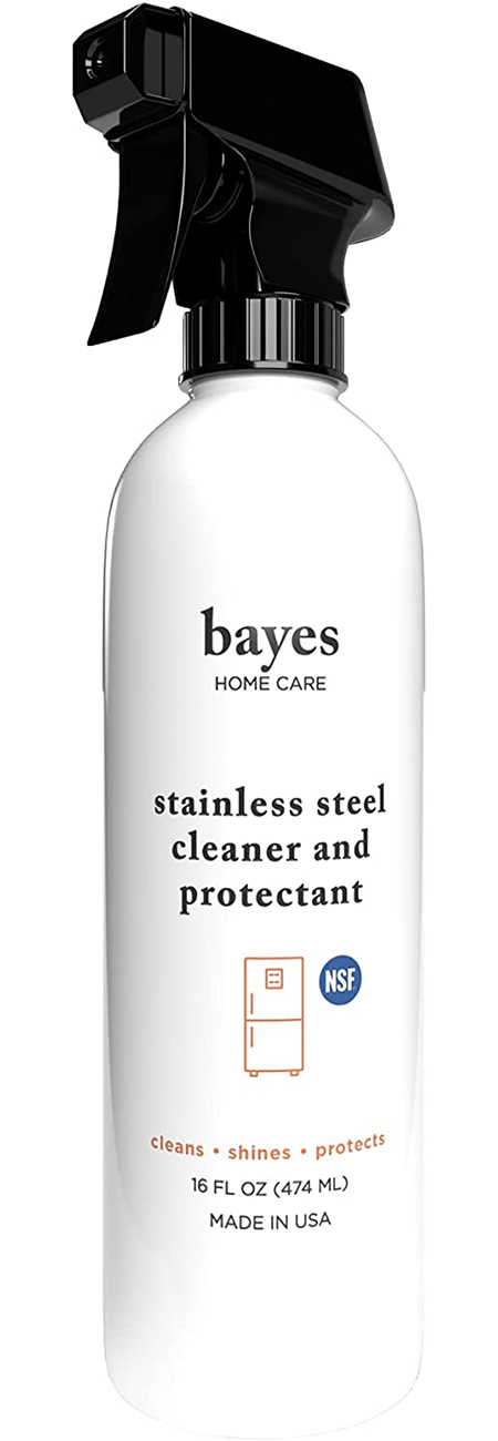 Front view of stainless steel cleaner bottle