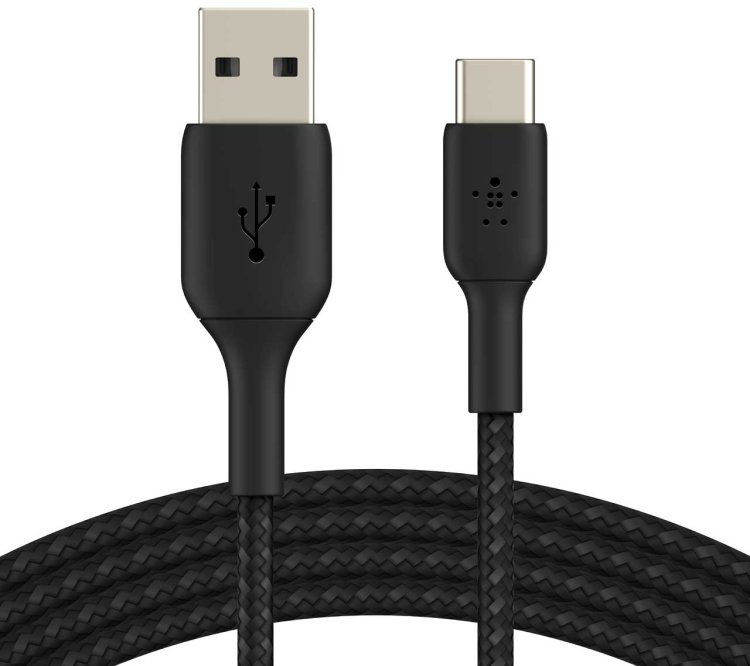 Large image of Belkin BoostCharge 6.6-Feet USB-C to USB-A Cable Braided in Black