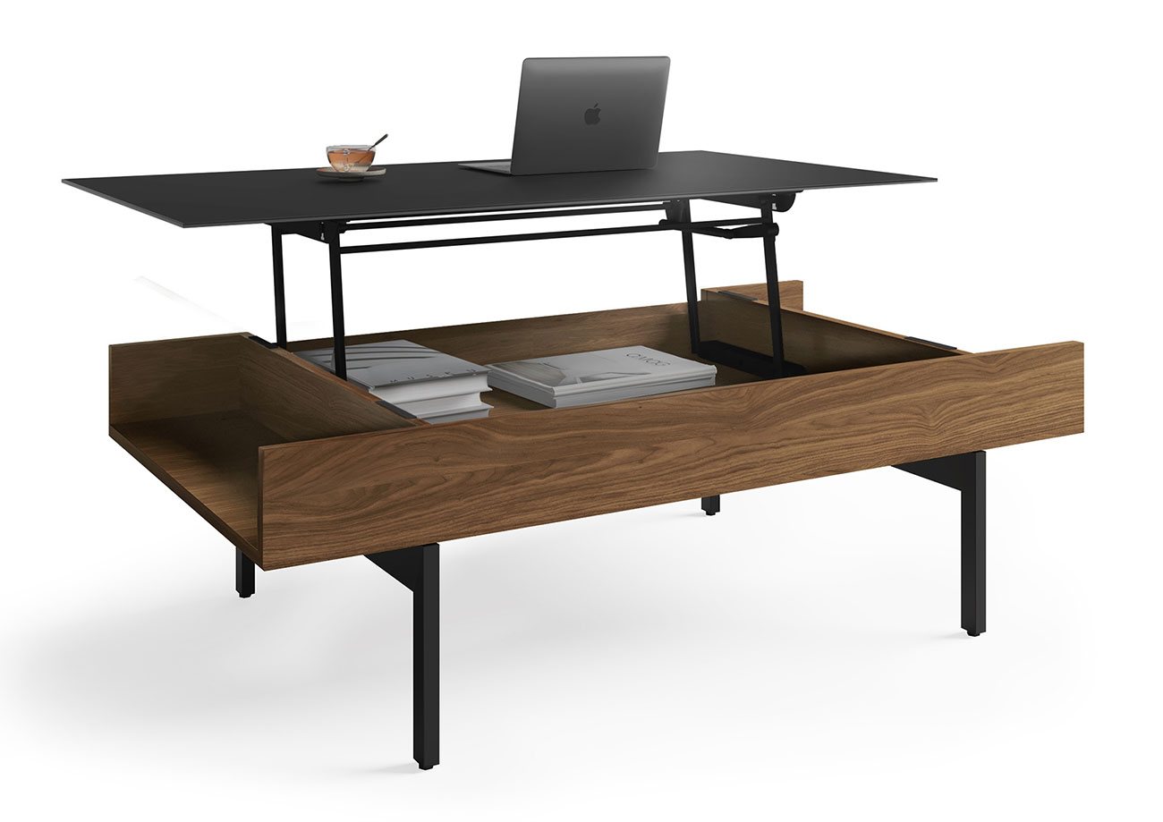 Natural Walnut Lift Coffee Table - Lifted View
