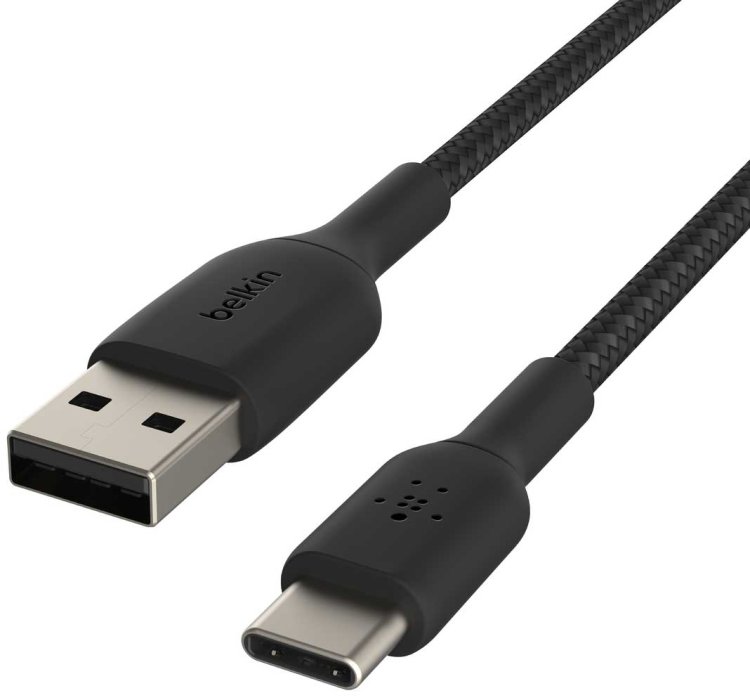 Large image of Belkin BoostCharge 6.6-Feet USB-C to USB-A Cable Braided in Black