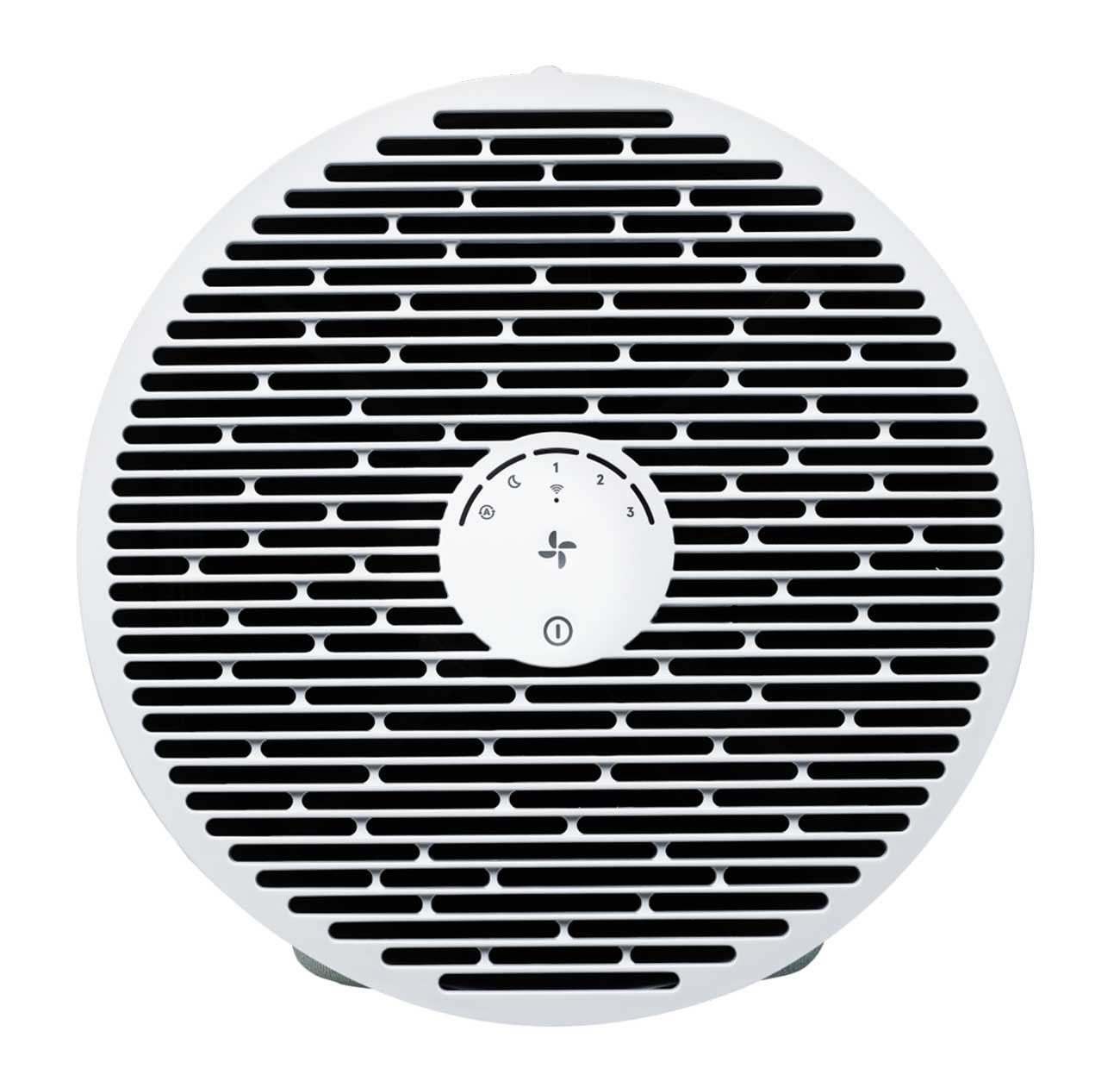 Blueair Air Purifier Showing Top Controls and Linear Air Vents
