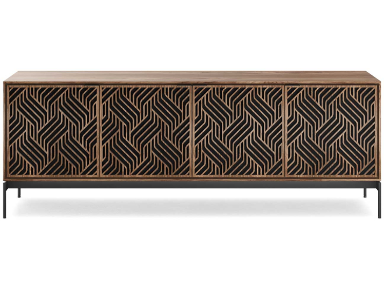 BDI Elements Media Console with 4 Weave Doors in Natural Walnut - 8709 WE-WL