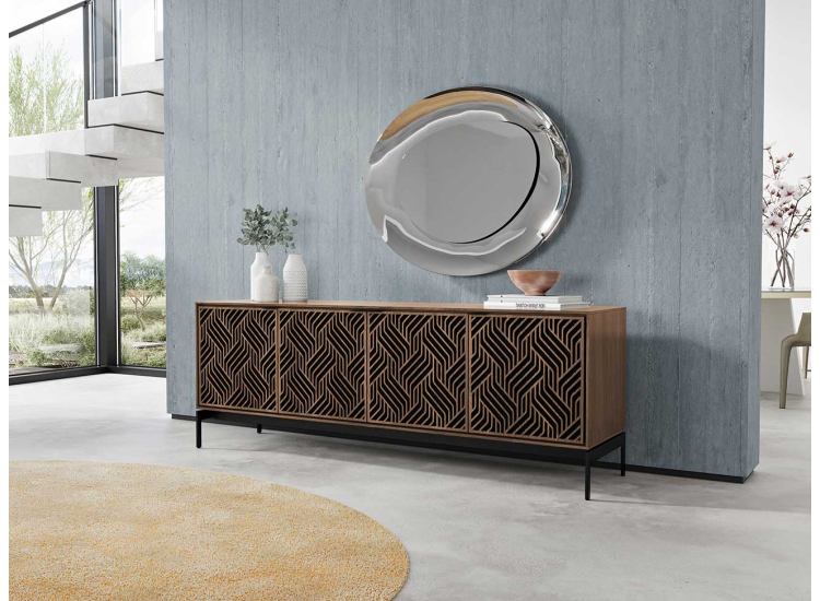 BDI Elements Media Console with 4 Weave Doors in Natural Walnut - 8709 WE-WL
