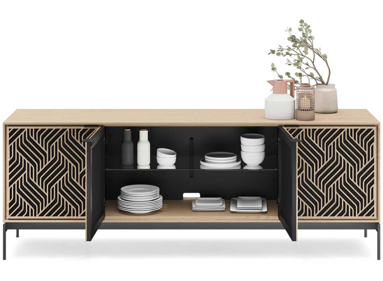 BDI Elements Media Console with 4 Weave Doors in Washed Oak - 8709 WE-WOK