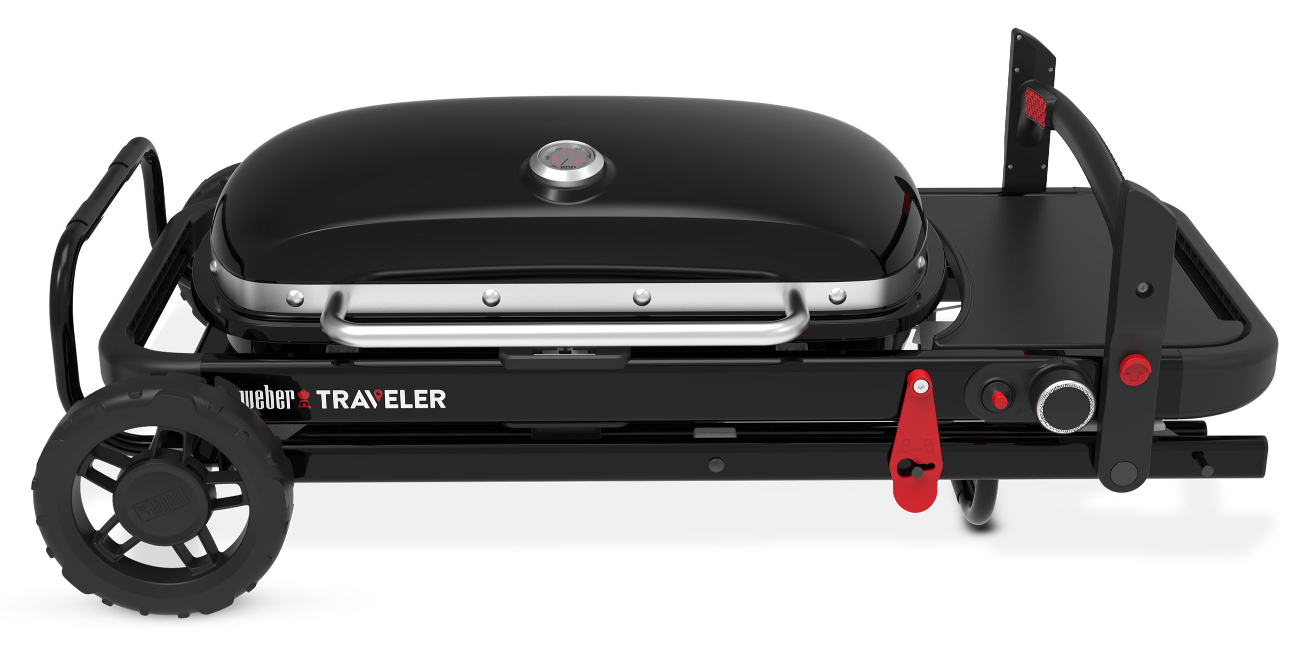 View of Weber Traveler Portable Liquid Propane Gas Grill folded