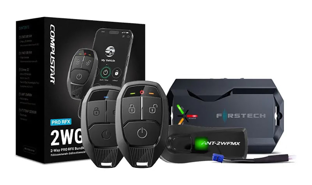 Front view of the CompuStar PRO 2WG18 (LTE) remote starter in black finish