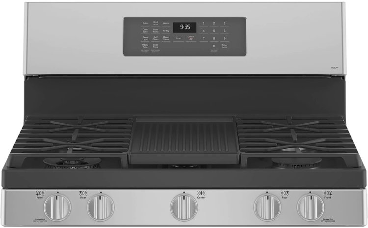 Large image of GE Profile 30" Fingerprint Resistant Stainless Steel Freestanding Self Clean Gas Range With No Preheat Air Fry