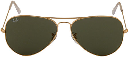Front View of the Ray-Ban Aviator Arista Gold Sunglasses