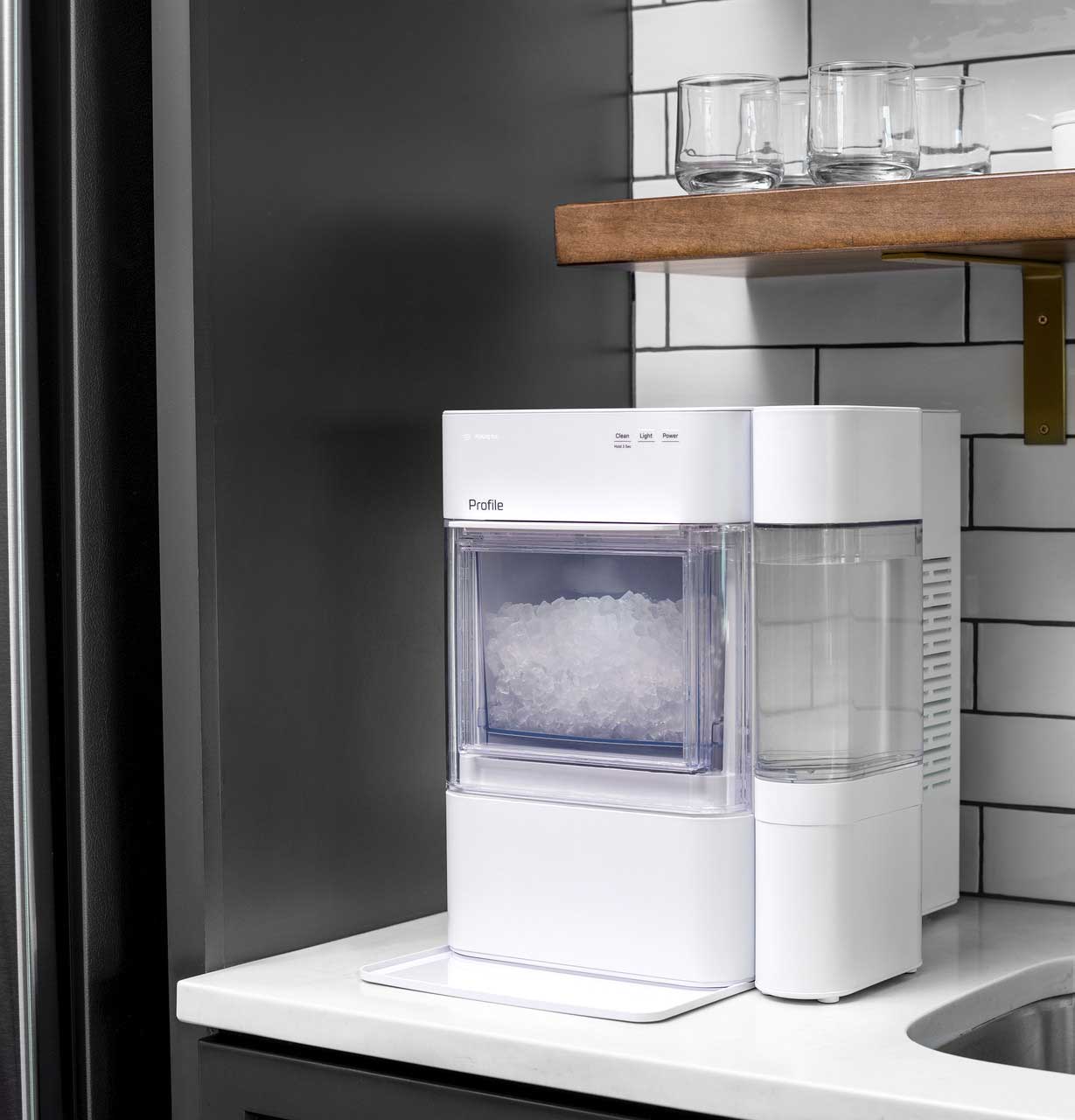 Lifestyle Angle view of GE Profile Ice Maker