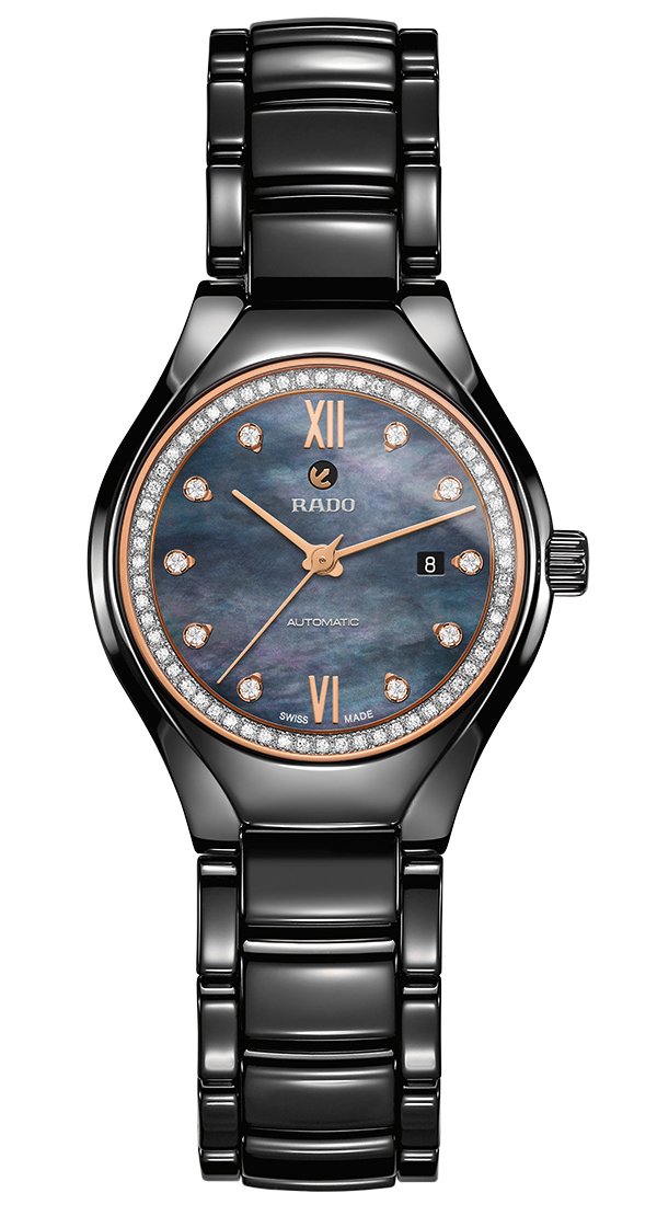 Rado True Automatic Diamonds Black Rose Gold Womens Watch R27242852