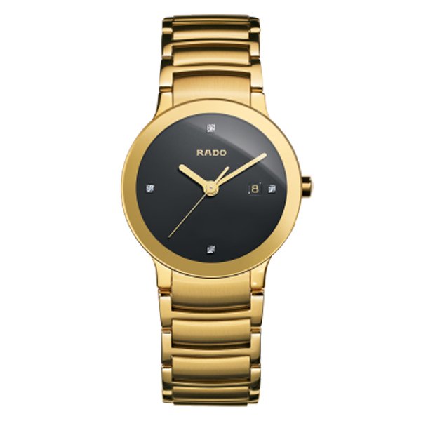 Rado Centrix Gold And Black Dial Ladies Watch R30528713