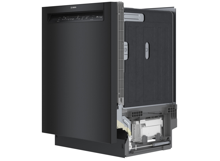 Bosch 100 Series 24-Inch Recessed Handle Dishwasher In Black - SHE3AEM6N