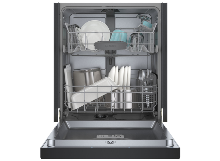 Bosch 100 Series 24-Inch Recessed Handle Dishwasher In Black - SHE3AEM6N