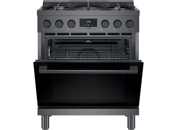 Bosch 800 Series 30 In. Black Stainless Steel Industrial-Style Gas Range - HGS8045UC