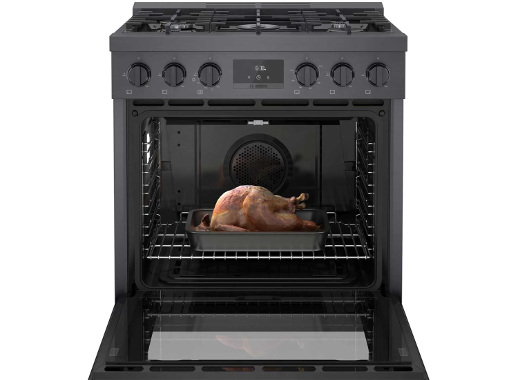 Bosch 800 Series 30 In. Black Stainless Steel Industrial-Style Gas Range - HGS8045UC