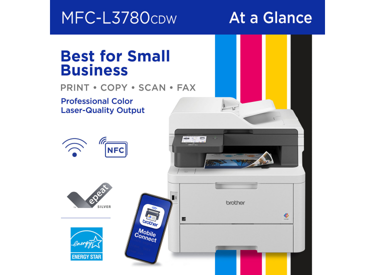 Brother Wireless Digital Color Laser All-in-One Printer With Duplex Copy, Scan, and Print - MFC-L3780CDW