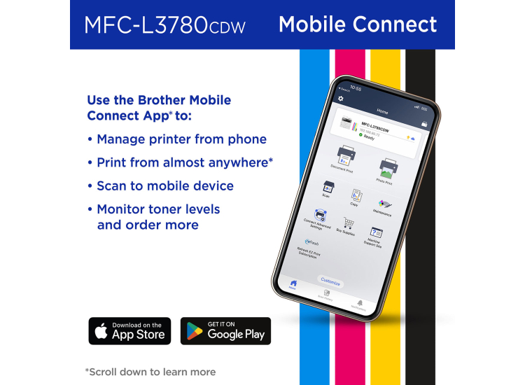 Brother Wireless Digital Color Laser All-in-One Printer With Duplex Copy, Scan, and Print - MFC-L3780CDW