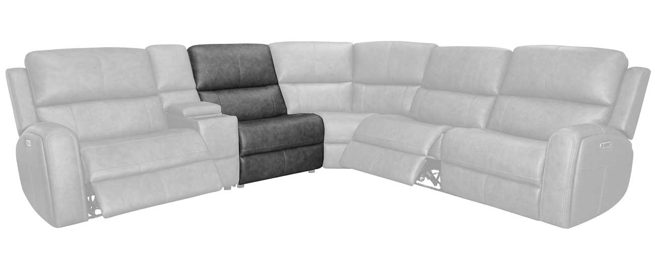 Flexsteel Linden Armless Chair in Charcoal Leather