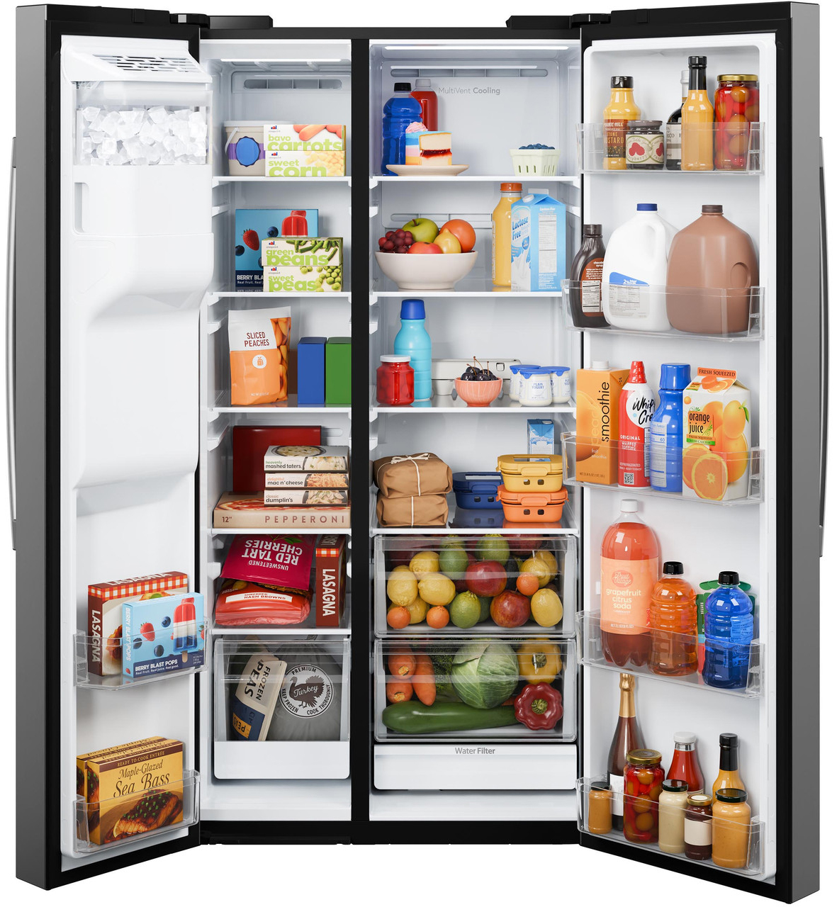 Open Food view of GE Refrigerator